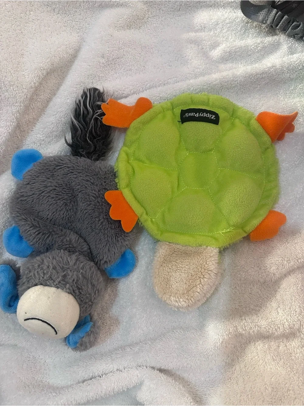 Plush Grey Donkey Dog Toy with Blue Ear Accents - Soft Chewable Squeaky Buddy